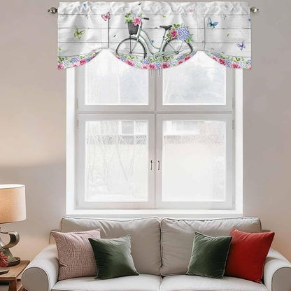 Spring Tie Up Valance Curtains for Windows, Kitchen Curtains Window Shades - Image 3