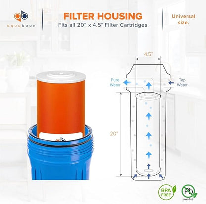Aquaboon 20x4.5" Whole House Water Filter Cartridge – Premium KDF Heavy Metal & - Image 2