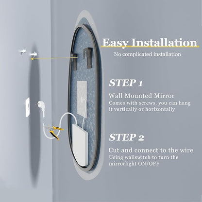 LUVODI Lighted LED Bathroom Mirror: 28”x20”Irregular Stone Pattern Frosted Wall - Image 8