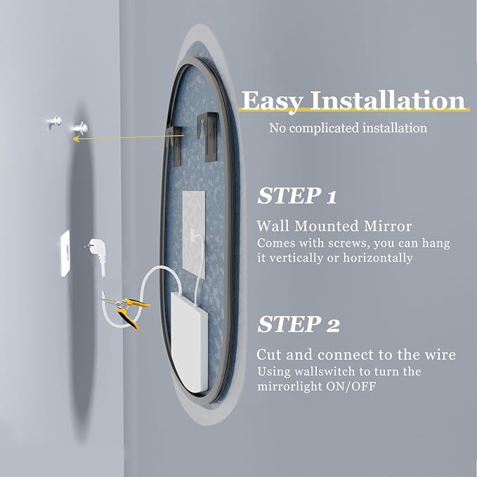 LUVODI Lighted LED Bathroom Mirror: 36”x28”Irregular Stone Pattern Frosted Wall - Image 8