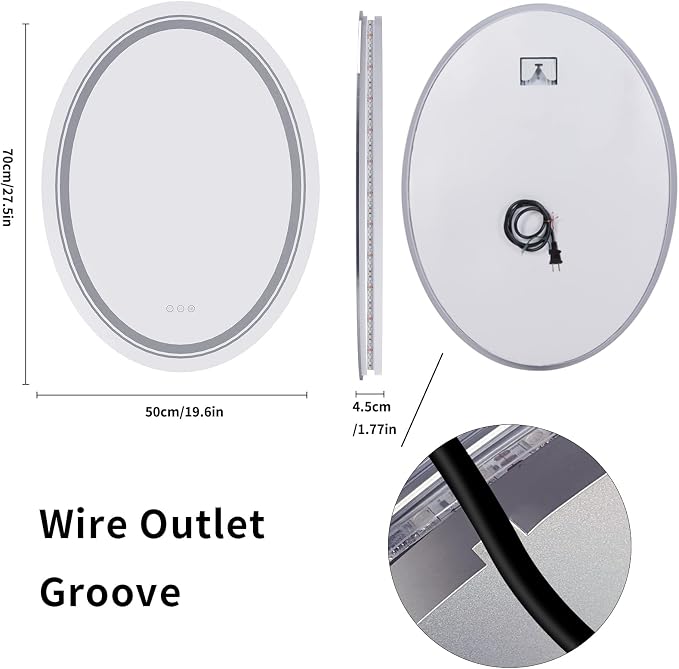 LUVODI Lighted LED Bathroom Mirror: 28”x20” Oval Wall Mounted Makeup Mirror - Image 8