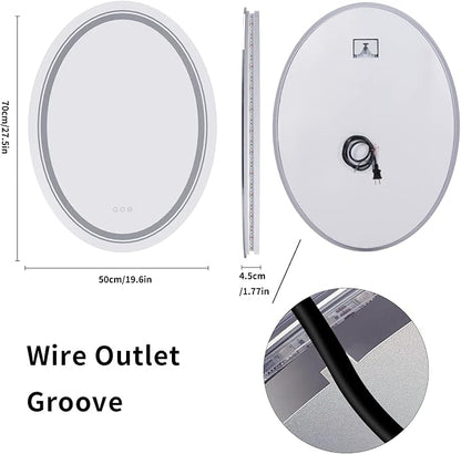 LUVODI Lighted LED Bathroom Mirror: 28”x20” Oval Wall Mounted Makeup Mirror - Image 8