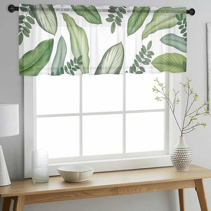 Summer Palm Leaf Sheer Valance Curtains - Image 3