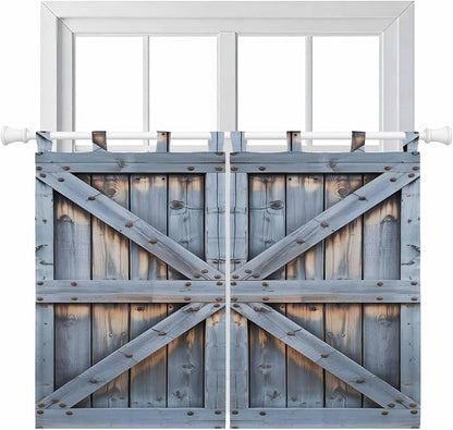 Farmhouse Wood Grain Bedroom Curtains 63 Inch Length, Window Curtains Tab Top by Unknown