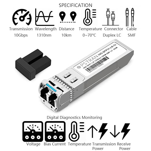 OPSTRAN 10GBASE-LR SFP+ Optical Transceiver Module Compatible with Finisar FTLX1475D3BCL 1310nm 10km DOM Duplex LC SMF 4 Pack