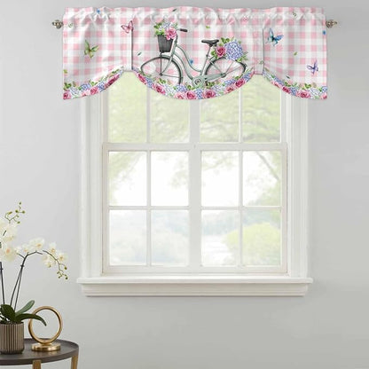 Spring Tie Up Valance Curtains for Windows, Kitchen Curtains Window Shades - Image 2
