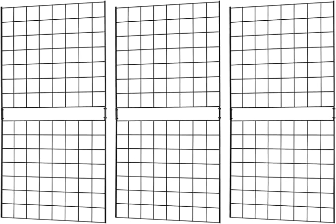 7RiversART Grid Wall Commercial Grade Grid Panels Heavy Duty Panel for Retail Display 2' W x 4' H, Black (Pack of 3) Portable