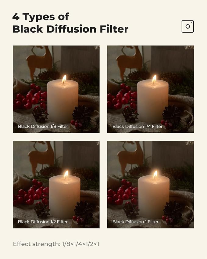 K&F CONCEPT 95mm Black Diffusion 1/4 Filter Mist Cinematic Effect Filter - Image 6