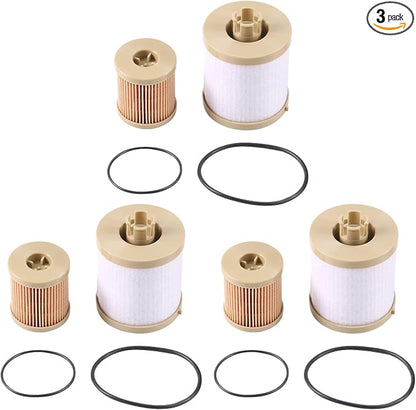 CARMOCAR replacement for Ford 6.0L 2003-2007 Diesel Fuel Filter 3 Pack includes by CARMOCAR