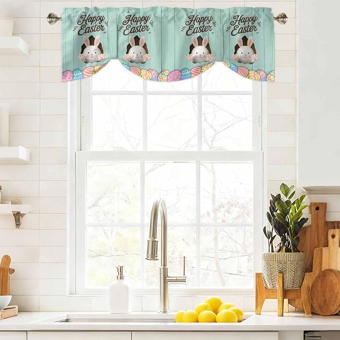 Green Easter Tie Up Valance Curtains - Image 9