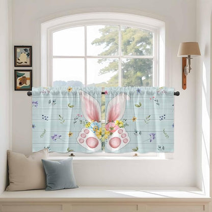 Easter Kitchen Tier Curtains 24 Inch Long 2 Panel Set, Rod Pocket Cafe Small by Unknown
