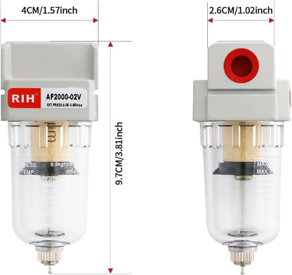 RIH 1/4" NPT Air Dryer for Compressor, Air compressor water separator, air - Image 2