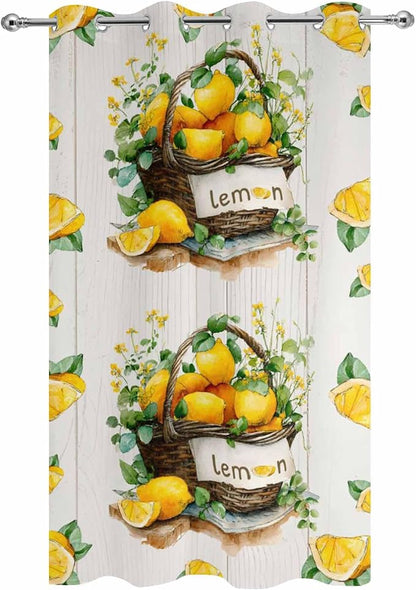 Lemon Outdoor Curtains for Patio Lemons Baskets Summer Tropical Plant Wood - Image 9