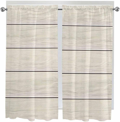 Vintage Country Wooden Board Window Valance Curtains, Gradient Wood Grain Line - Image 6
