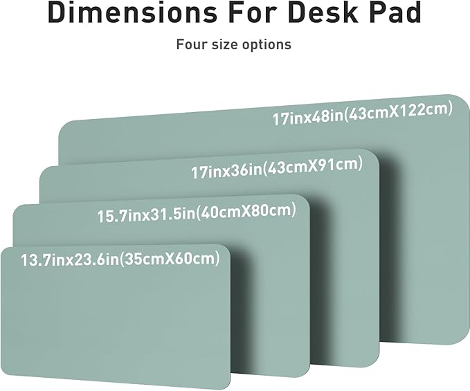 Aothia Leather Desk Pad Protector, Mouse Pad,Office Desk Mat, Non-Slip PU Leather Desk Blotter, Laptop Desk Pad, Waterproof Desk Writing Pad for Office and Home (36" x 17", Light Blue)