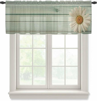 Daisy Flower Sheer Valances for Windows 54"x18", Light Filtering Kitchen by Unknown
