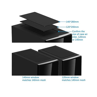 140mm Fan Filter, HFEIX Computer Case Dustproof Magnetic Frame Mesh Black 2Pack - Image 5