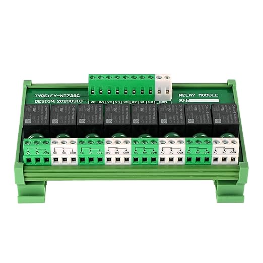 GUETNEU Relay Board, 8 Channel 1 SPDT DIN Rail Mount 24V DC/AC Relay, Interface Board