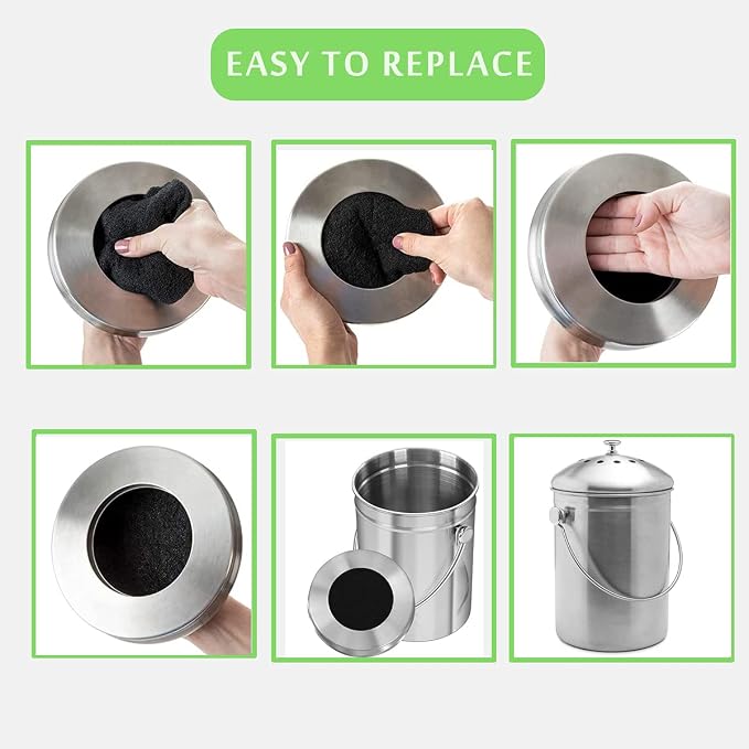Pack of 8 Compost Bin Charcoal Filters Round Indoor Kitchen Compost Bucket - Image 4