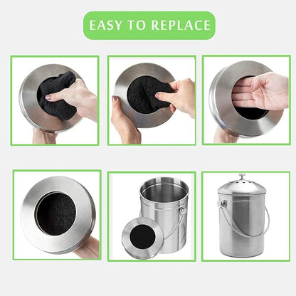 Pack of 8 Compost Bin Charcoal Filters Round Indoor Kitchen Compost Bucket - Image 4