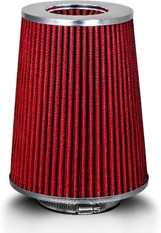 RED 3.5" 89 mm Inlet Truck Air Cone Replacement Performance Washable Clamp-On by RtunesRacing