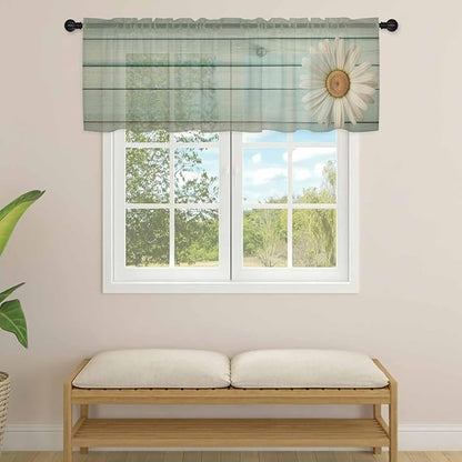 Daisy Flower Sheer Valances for Windows 42"x18", Light Filtering Kitchen - Image 4