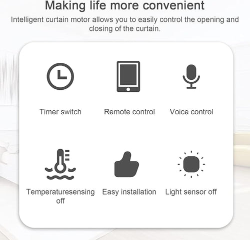 2PCS Tuya WiFi Intelligent Curtain Motor Electric Curtain Robot Automatic Opener No Wiring with Gateways Support APP Remote Control Timer Setup Temperature & Light Sensing Compatible with Home