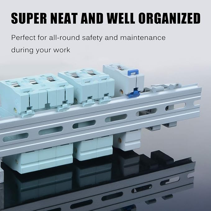 VAMRONE 20 Piece Aluminum DIN Rails, 4 Inches Long, 35mm Wide, 7.5mm High, Top Hat Slotted DIN Rail with RoHS, Extra Premium Screws Included for Hardware Components Mounting