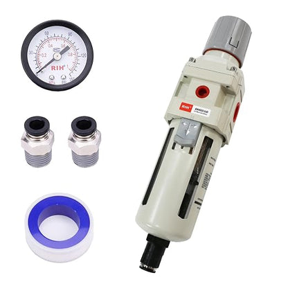 RIH Pneumatics 1/2"NPT Auto Drain Air Filter Pressure Regulator Combo Piggyback by RIHRightPneumatic