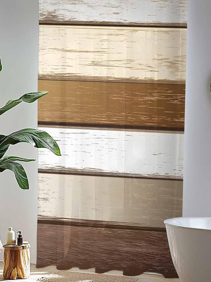 Sheer Curtains 84 Inches Long, Vintage Geometric Brown Semi Sheer Curtains - Image 4