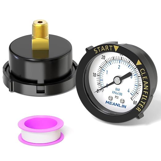 MEANLIN MEASURE 0~60Psi Plastic Frame 1/4" NPT Start and Clean Filter Pressure by MEANLINMEASURE