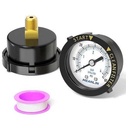 MEANLIN MEASURE 0~60Psi Plastic Frame 1/4" NPT Start and Clean Filter Pressure by MEANLINMEASURE