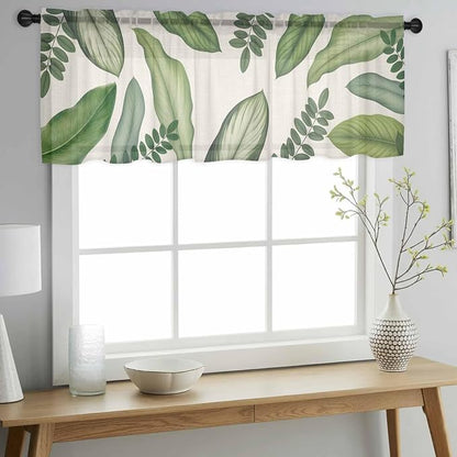 Summer Palm Leaf Sheer Valance Curtains - Image 3
