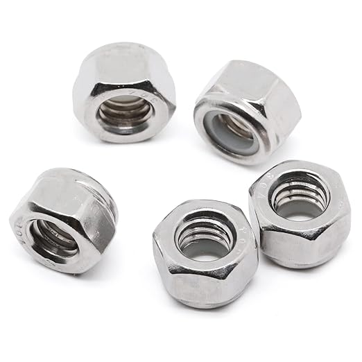 MewuDecor #10 32 Nylon Insert Hex Lock Nuts Locknuts, 304 Stainless Steel 18-8, Bright Finish, 100 PCS