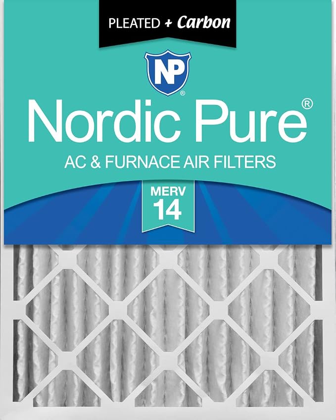 Nordic Pure 16x25x4 Pleated Air Filters MERV 14 Plus Carbon 1 Pack by NordicPure