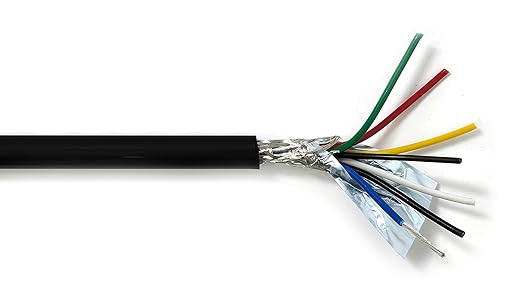 KWANGIL 6C 20AWG AMSB Shielded Cable Wire (UL2464) - Highly Flexible Str TC, PVC Ins, OS+TC BRD, PVC JKT for CNC Machine, Stepper Motor, VFD Spindle (Matte Black 25FT)