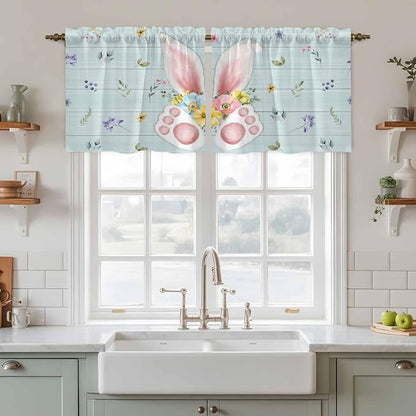 Easter Kitchen Tier Curtains 36 Inch Long 2 Panel Set, Rod Pocket Half Window - Image 3