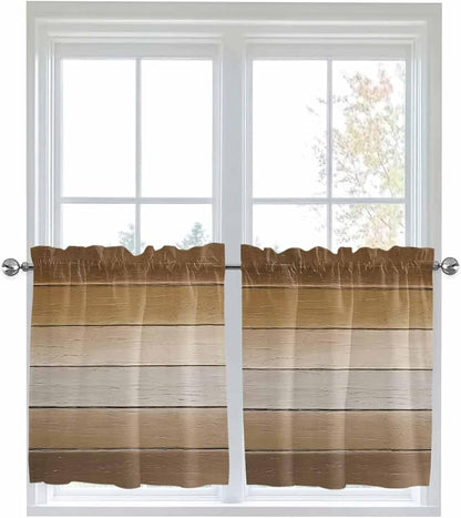 Vintage Brown Gradient Wood Grain Window Valance Curtains, Farmhouse Wood Barn - Image 6