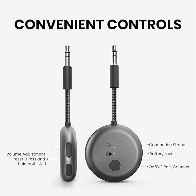 Avantree SoundJet R1 – 25Hr Airplane Bluetooth Adapter for All AirPods (Pro/Max) with Qualcomm Chipset & aptX Adaptive, Wireless Audio Transmitter for Flight Travel, Works with Bose & Other Headphones