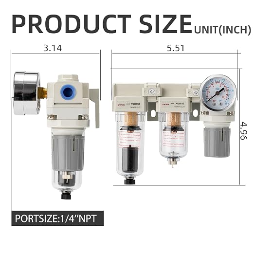 Air Pressure Regulator 1/4 NPT, Air Compressor Water Separator, Air Compressor - Image 3