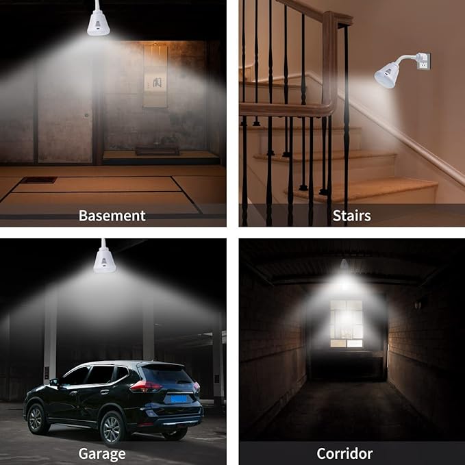 eyesfon Plug in Motion Sensor Night Light, LED Infrared Sensor Light 6W Light AC 85-265V PIR Infrared Sensor Motion Detector Light Bulb Lamp (White Light, US Plug)