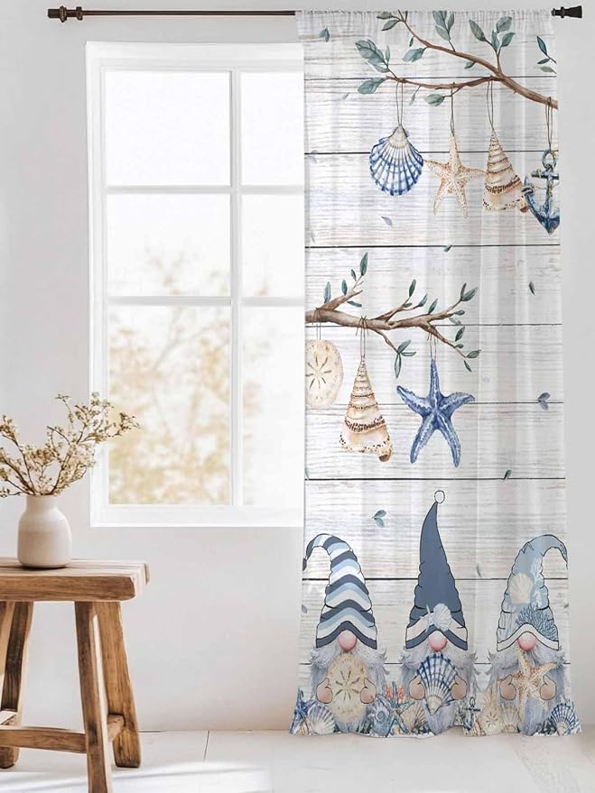 Sheer Curtains 96 Inches Long, Coastal Eucalyptus Semi Sheer Curtains Light - Image 3