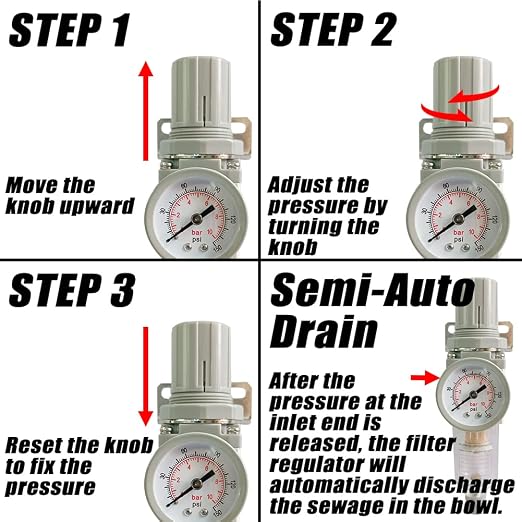 1/2" NPT Air Filter Pressure Regulator Combo Water Separator - Image 4