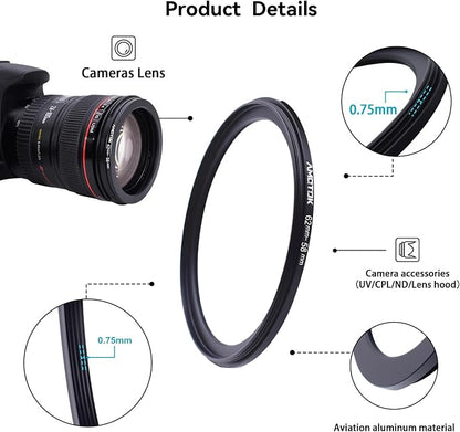 62mm Lens to 58mm Camera Lens Adapter, 62mm to 58mm Filter Step up Ring Adapter - Image 3