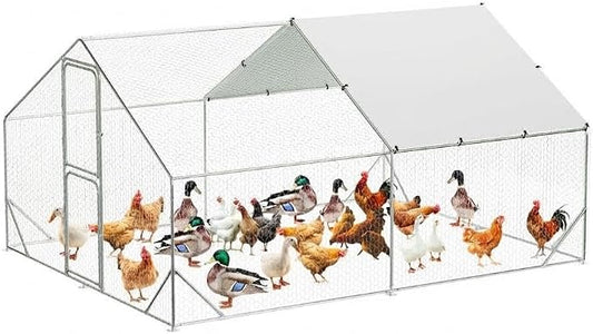 9.8X13.1x6.6FT, Large Walk in Chicken Run Pen Cage, Metal Coop Clearance by Unknown