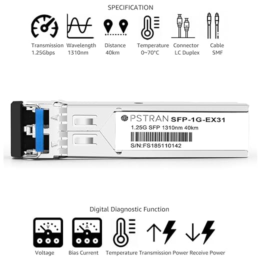OPSTRAN 1000BASE-EX SFP Optical Transceiver Module Compatible with HPE H3C JD061A 1310nm 40km DDM Duplex LC SMF 4 Pack