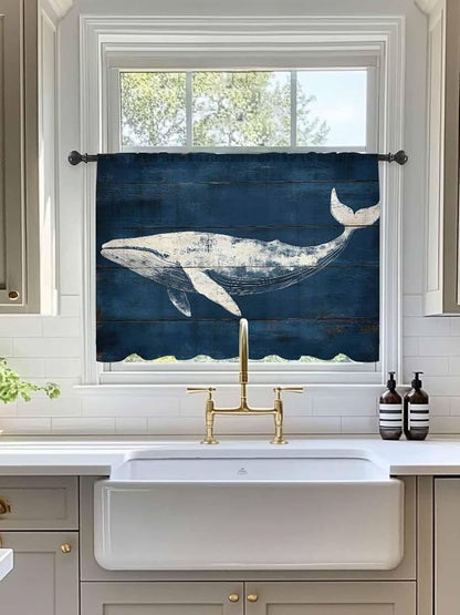 Sheer Curtains 45 Inch Length, Summer Whale Semi Sheer Curtains Light Filtering - Image 3
