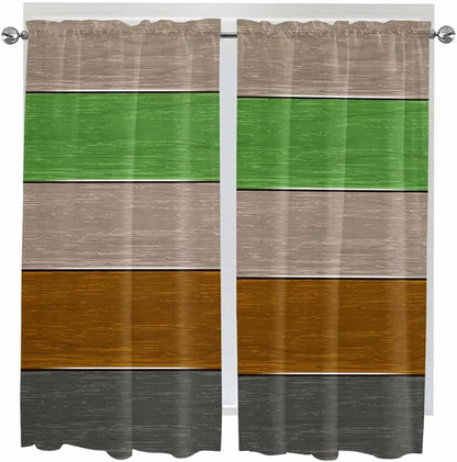 Farm Gray Green Brown Wood Grain Window Valance Curtains, Rustic Wooden Plank - Image 9