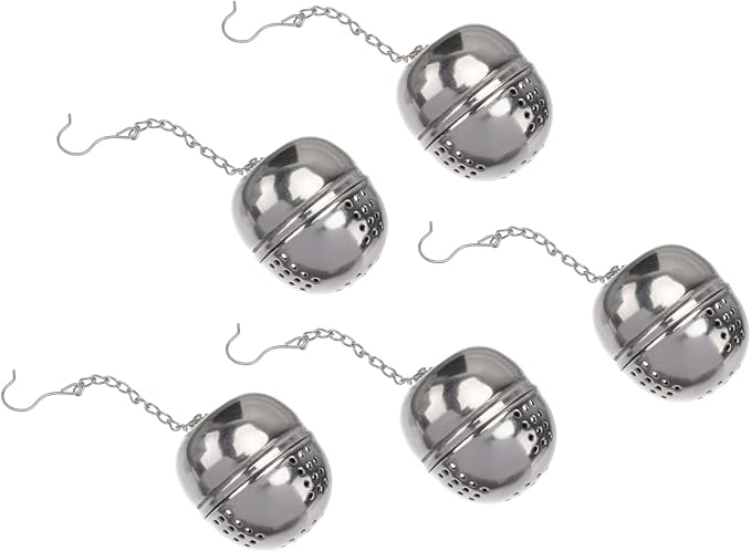 STOBAZA 5pcs Stainless Steel Tea Strainer Seasoning Ball Box Hanging Chain Easy by EaseLiving