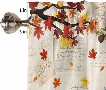 Fall Gnomes Kitchen Curtain Set, Thanksgiving Maple Leaf Rustic Pumpkin Window - Image 5